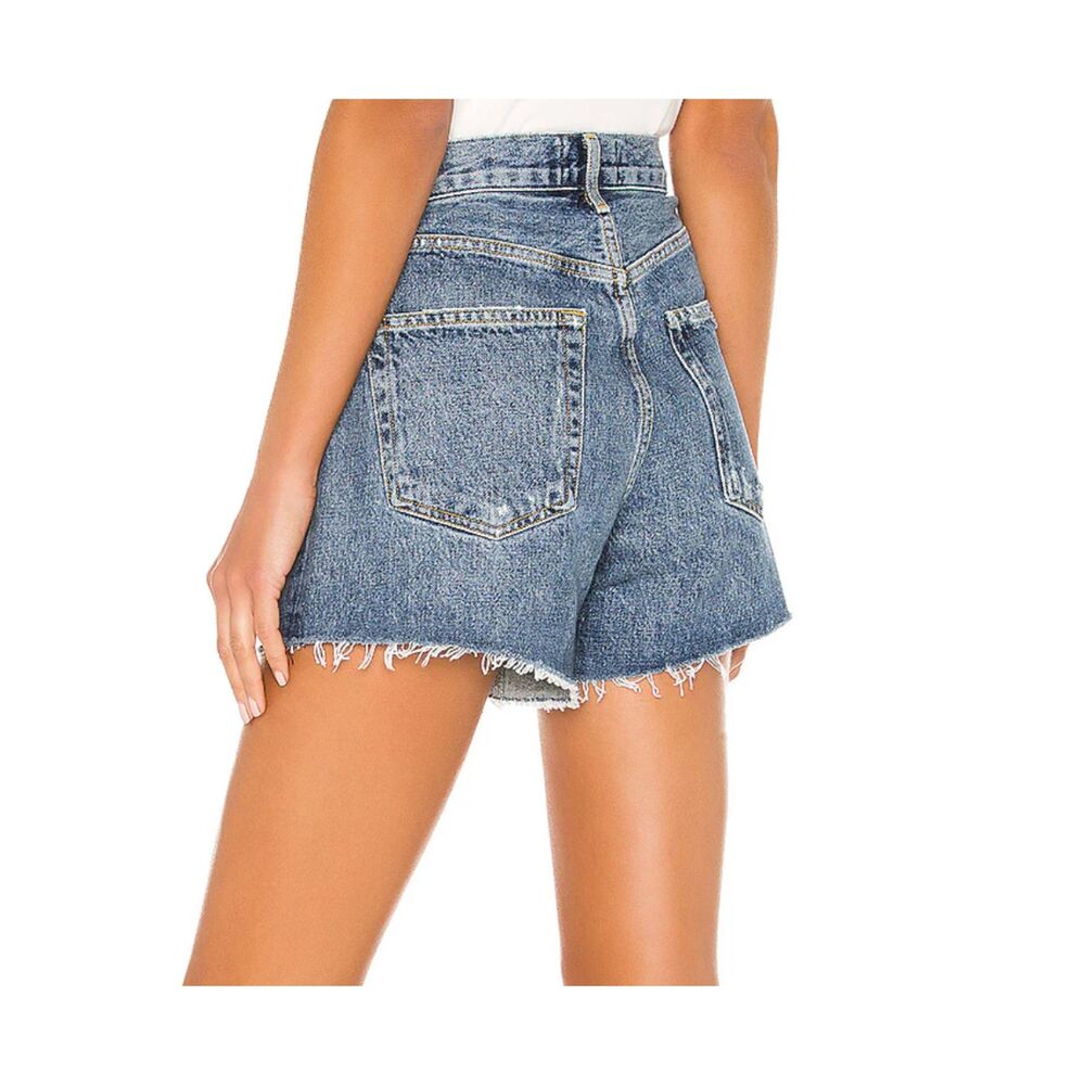 Agolde High Waist Denim Shorts - Blue - Picture 2 of 6